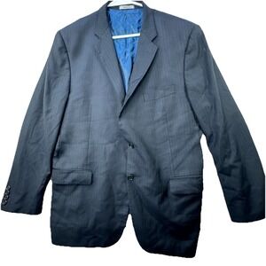 Hickey Freeman Men's Size 46R 100% Worsted Wool BLUE 2 Button Blazer Sport Coat